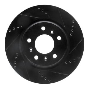 Buick LaCrosse Brake Rotor (1) - Front Right - R1 Concepts - Drilled & Slotted - Black - `04-`09